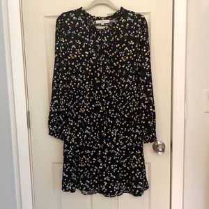 Floral navy, long sleeve dress.